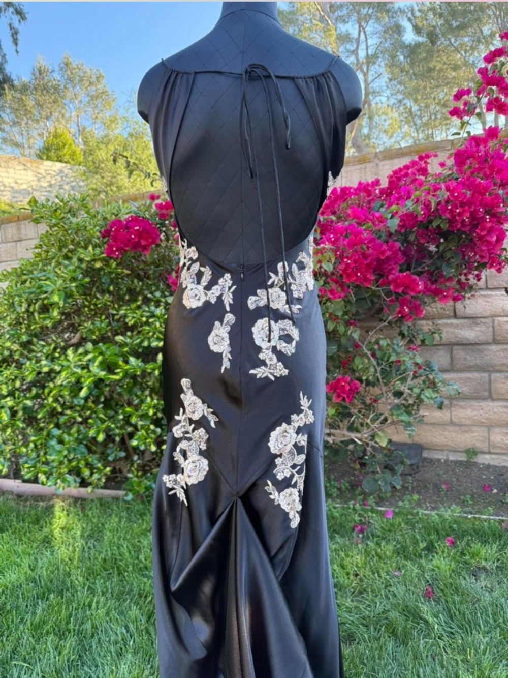 LAST CHANCE Vintage Y2K black and tan/gold fairycore embellished prom dress gown - Picture 4 of 6